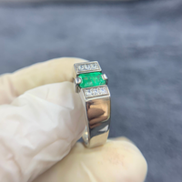 Natural Swat Emerald Ring with Zircon
