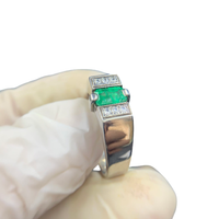 Natural Swat Emerald Ring with Zircon